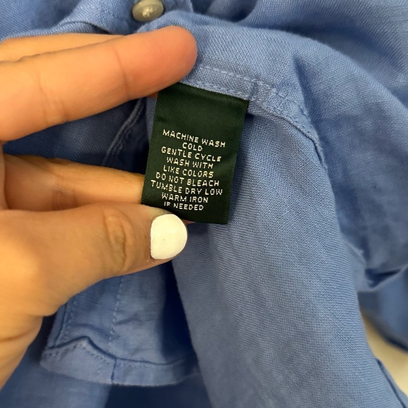 Lauren Ralph Lauren Classic Blue Shirt 100% Linen XL Preppy Old money - Picture 5 of 13